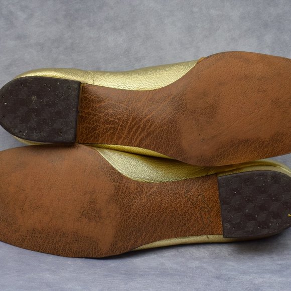 Women's Vintage Jacqueline Gold "Meridith" Textured Leather Square Toe Pumps - Picture 6 of 10